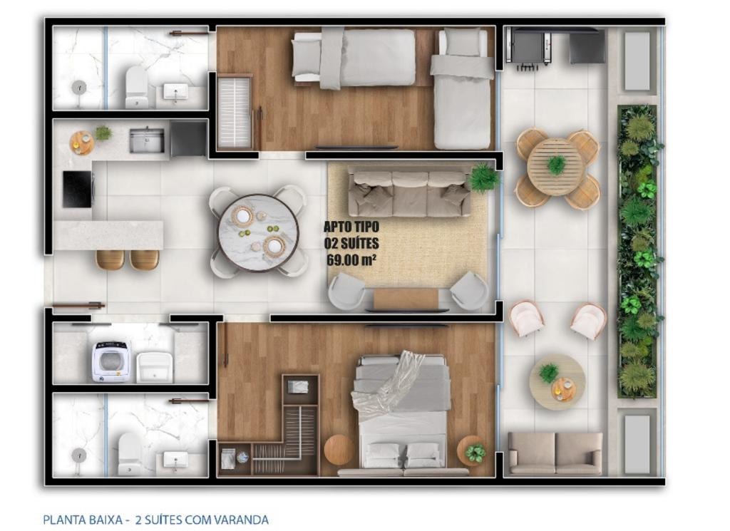 2 Suites with Balcony Plan